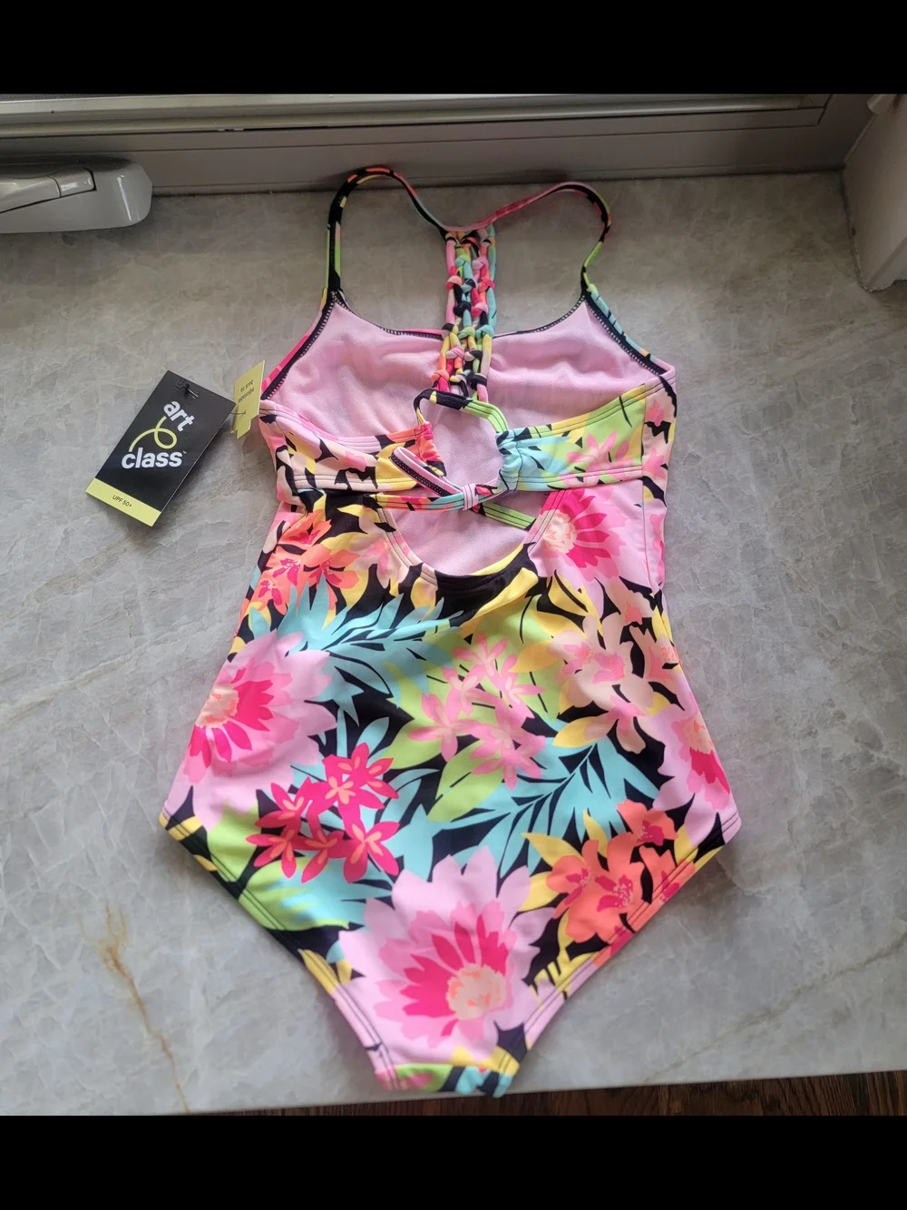 Girls' Sunrise Blooms Floral Printed One Piece Swimsuit art class Sz S(6/7) M(8)